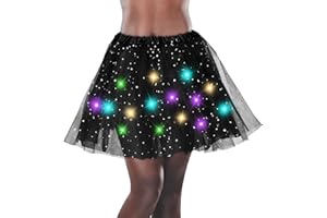 HIKKCOS Women's LED Tutu Skirt Light Up Tutus Layered Tulle Ballet Skirt Sparkly Sequin Tutu Costume for Halloween Party Carnival