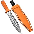 ODENWOLF W-SowCatcher Fixed Blade Knife with Sheath - Large Hunting Knife made of D2 steel - Big Fixed Blade Double Edge Knife with TPE Handle