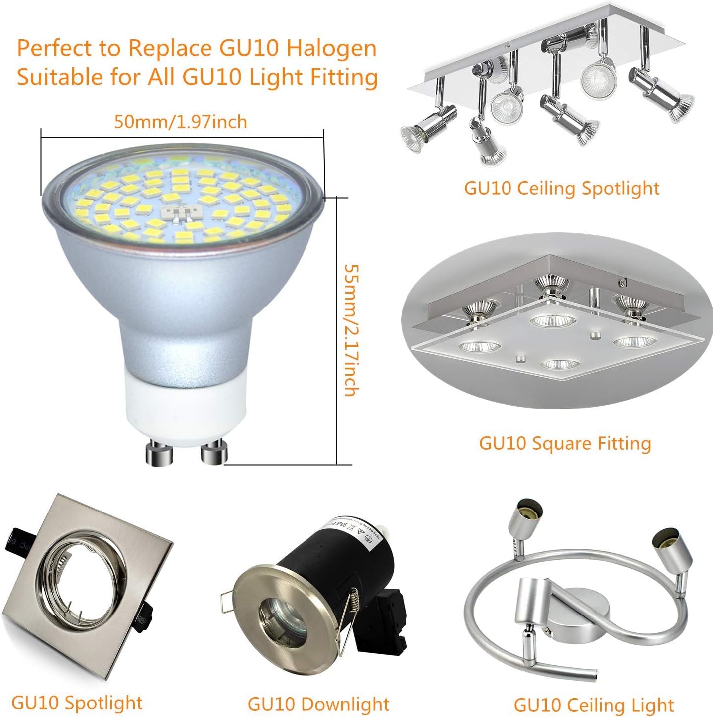 HiBay 10x 4W GU10 LED Bulbs Warm White,Energy Saving Spot Light Bulb 3000K Replace 35W-45W Halogen 240V for Ceiling Spotlights Downlights - Image 5