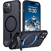 Temdan Magnetic Compatible with iPhone 15 Case, [Built-in Invisible Kickstand][Compatible with MagSafe] [Military Grade Shockproof] Slim Translucent Matte Phone Case for iPhone 15 6.1"
