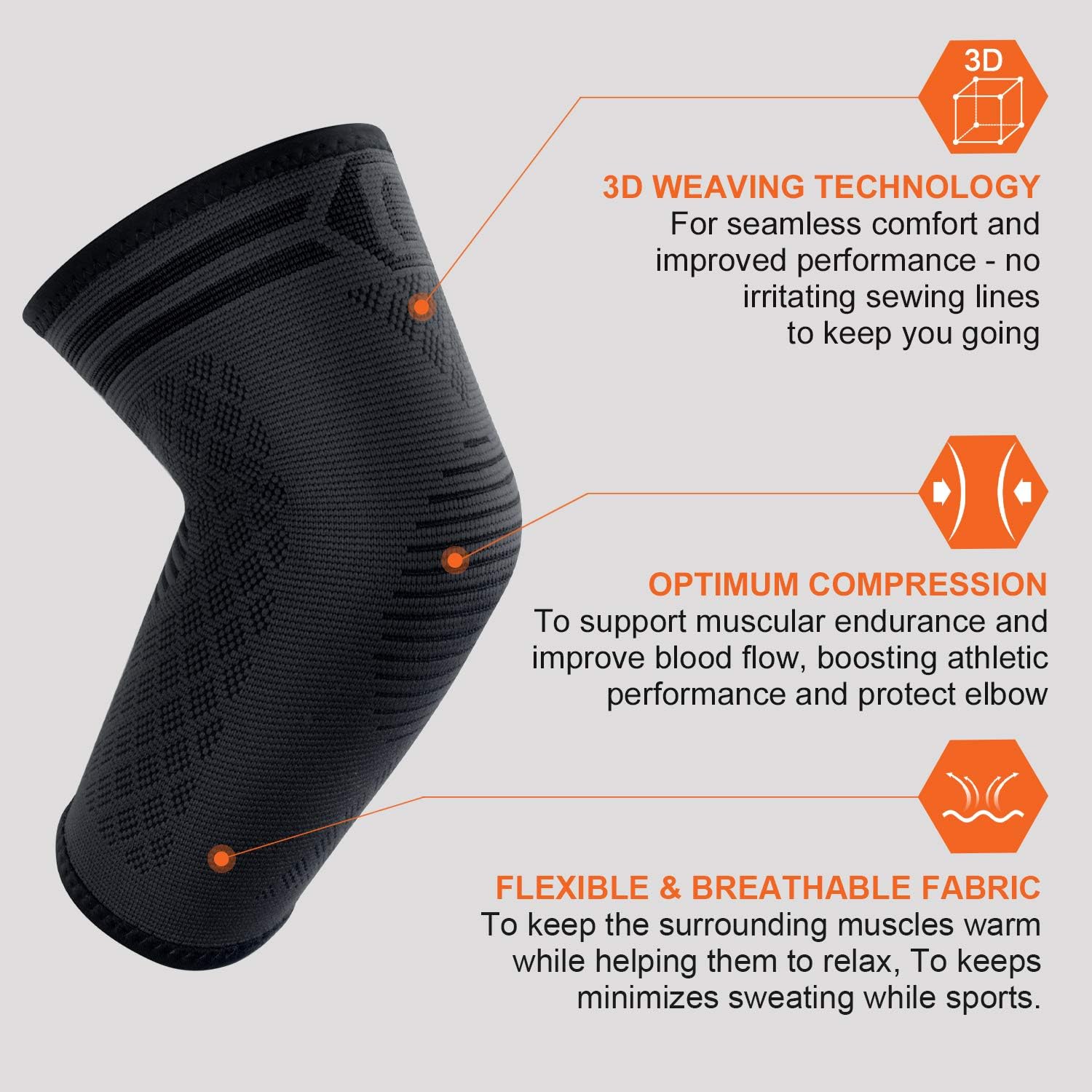 Cambivo 1 Pairs Elbow Brace,Elbow Compression Sleeve for Men and Women, Elbow Support Fit for Tennis,Golf, Basketball(Black,L): Industrial & Scientific