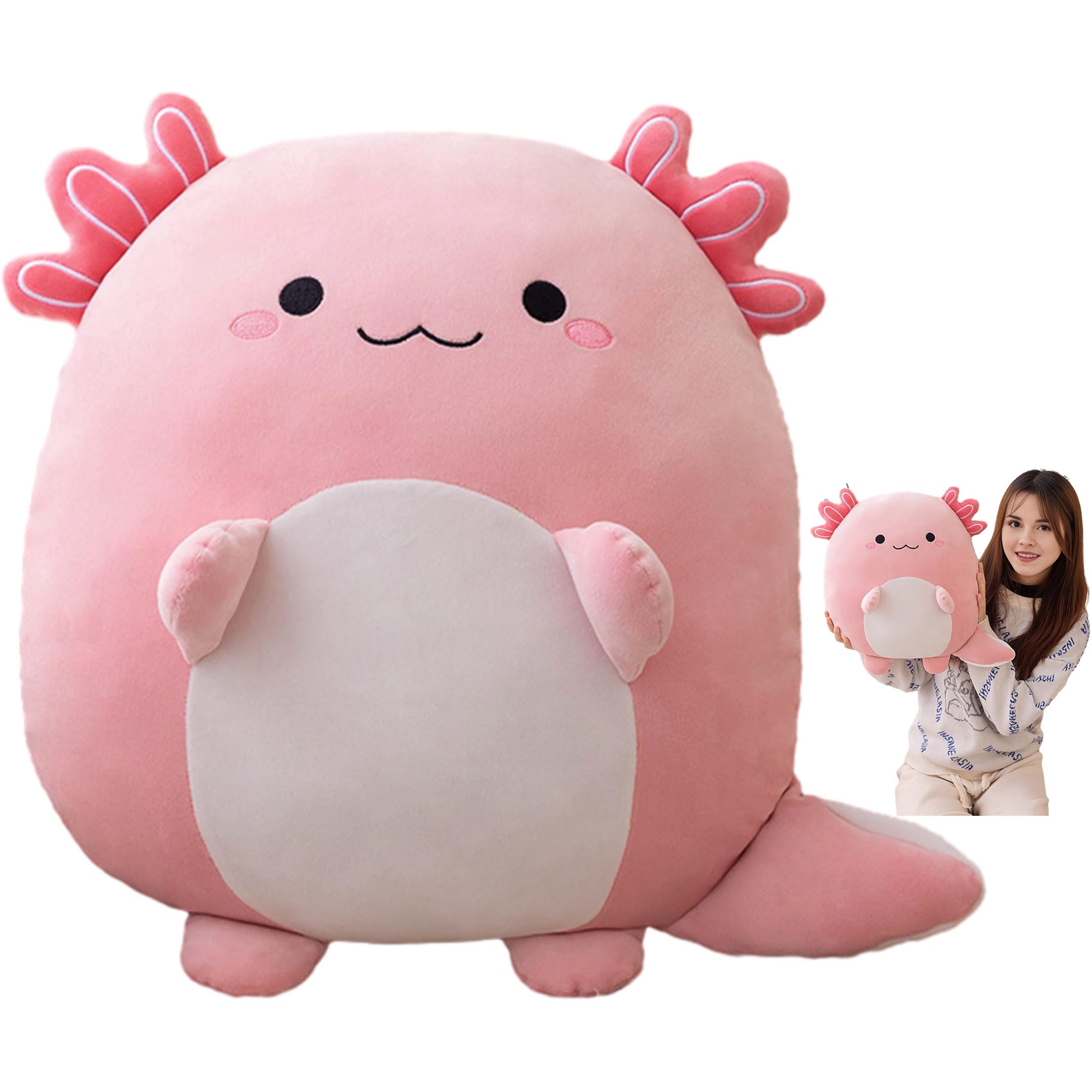 Photo 1 of 16 Inch Plush Axolotl Stuffed Animal - Pink Axolotl Plushies Hugging Pillow - Anime Gift for Kids and Lovers