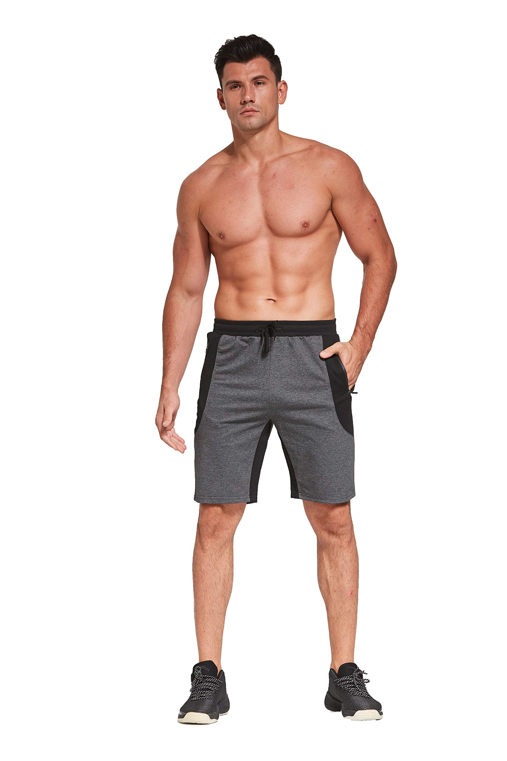 Tansozer Kurze Hosen Herren Mit Taschen - Sport Gym Shorts Jogginghose Sommer - Sweat Kurze Hose Männer Jogging Dunkelgrau L 6