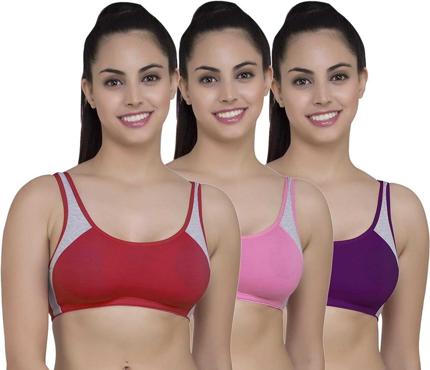 Imsa Moda Women's Cotton Non Padded Non-Wired Bra (Pack of 3)