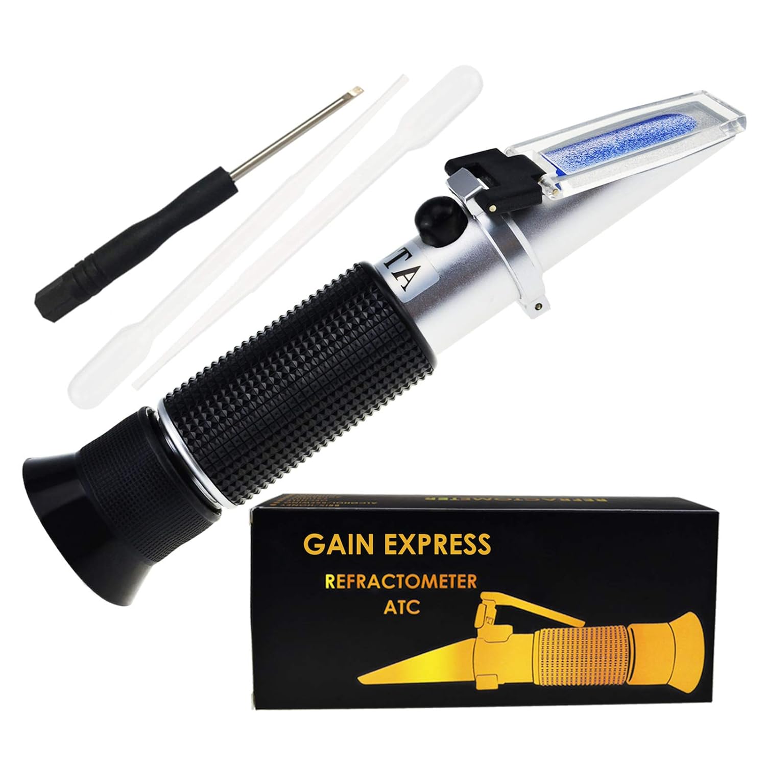 GAIN EXPRESS 0-32% Brix Refractometer ATC High-Concentrated Sugar Solution Content Test Tool 0.2% Division