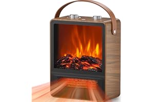 RISEON Electric Fireplace Heater for Indoor Use, 1500W/750W Space Heater Fireplace with 3D LED Flame, Double Safety Protection, Portable Fireplace Heater for Home Office Christmas Decoration