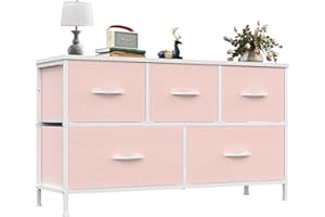 OLIXIS Dresser for Bedroom with 5 Drawers, Wide Chest of Drawers, Fabric Bedroom Dresser with Drawer Organizer, Storage Organizer Unit with Fabric Bins for Closet, Living Room, Hallway, Classic Black