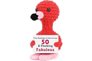 VIVAGIFTS 50th Birthday Decorations 50th Birthday Gifts for Her Women Funny Gifts for Mom Grandma Aunt 50 Years Old 50 and Fabulous Gift Fifty Bday Presents for Friends Sister Handmade Crochet Flamingo Gift