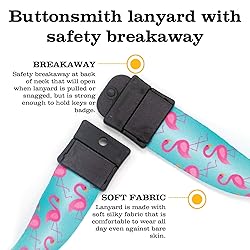 Buttonsmith Flamingos Breakaway Lanyard - with