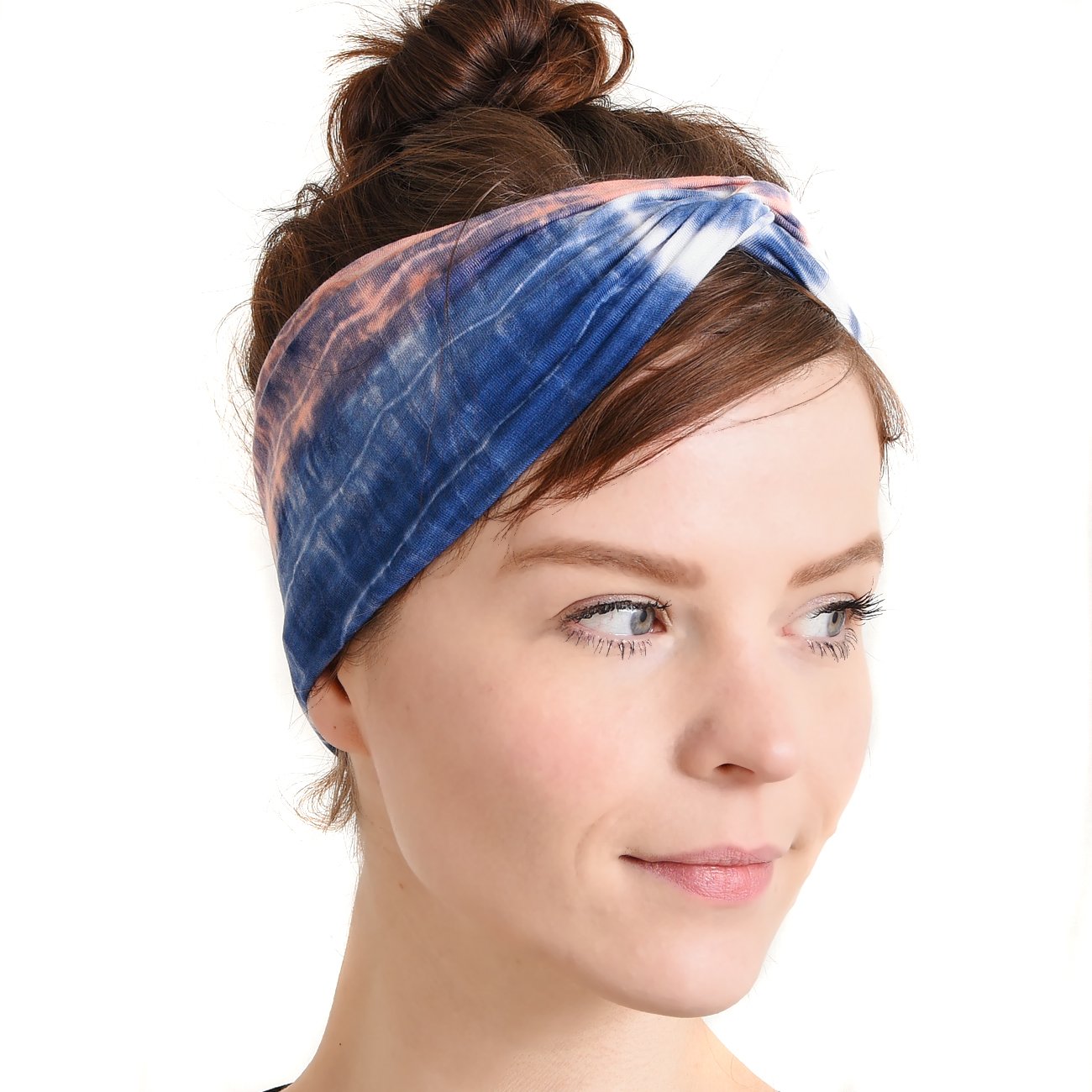 CHARM Boho Hippie Tie-Dye Turbans - Elastic Head Wrap Hair Band Bandana Stretch Hairband Tie-Dye A