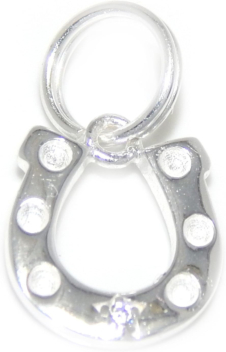 ICYROSE Solid 925 Sterling Silver Dangling Horseshoe with Clear Crystal Charm Bead