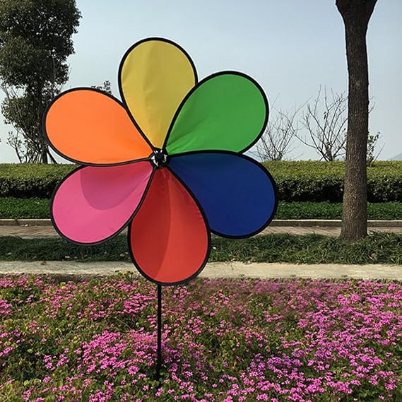 Cold Toy Bunter Regenbogen-Blumen-Windmühle-Garten-Yard-Dekor im Freien