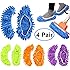Bontip 4 Pairs (8 Pieces) Unisex Washable Dust Mop Slippers Shoes Microfiber Cleaning House Mop Slippers Multifultional Floor Cleaning Shoes Cover for House Kitchen Office (Free Size)