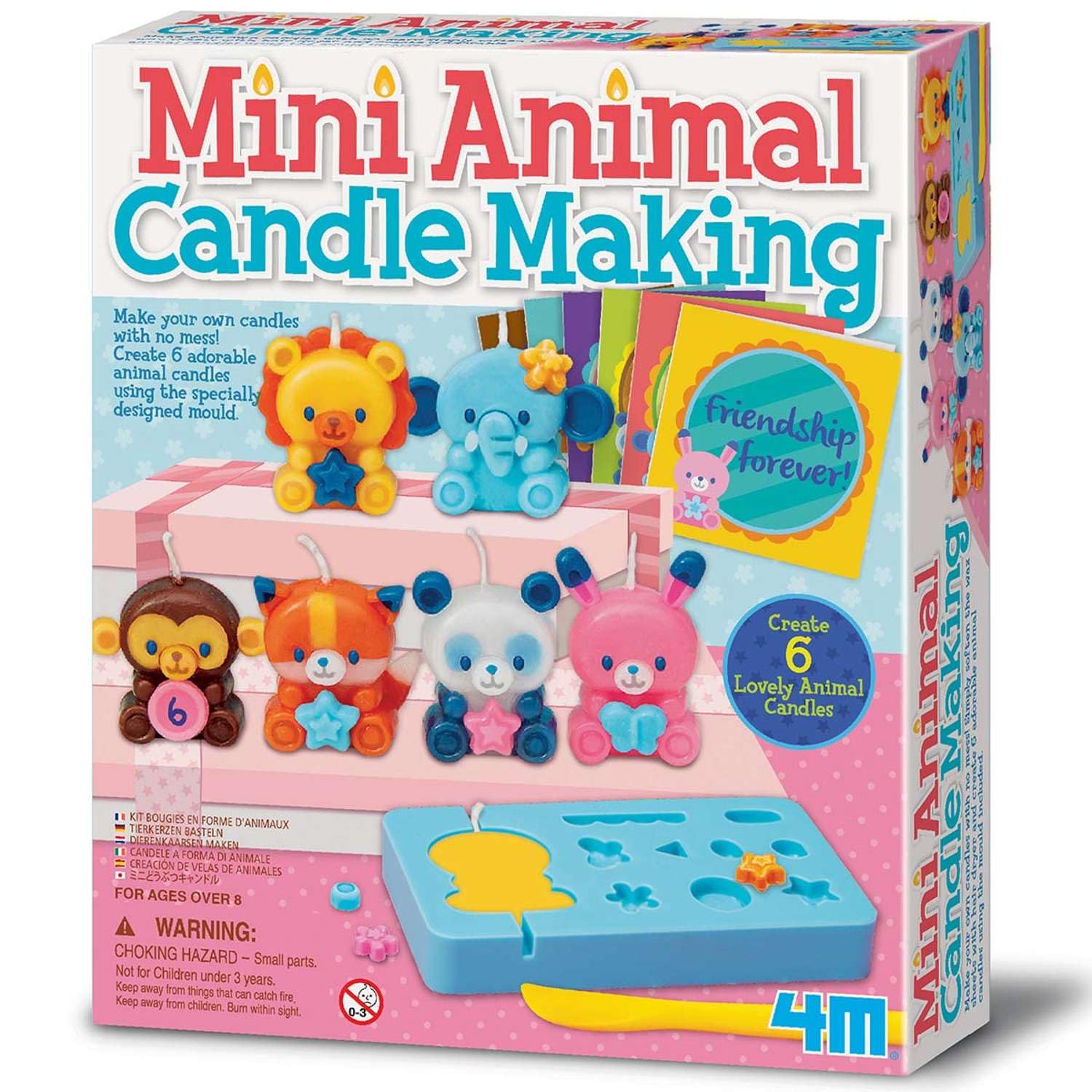 4M Mini Animal Candle Making Kit for Kids | Creative Wax Activity Set | Mould & Make Your Own DIY Small Candles with Cards for a Personalised Art Gift for Friends | Arts Craft Project for Age 8+