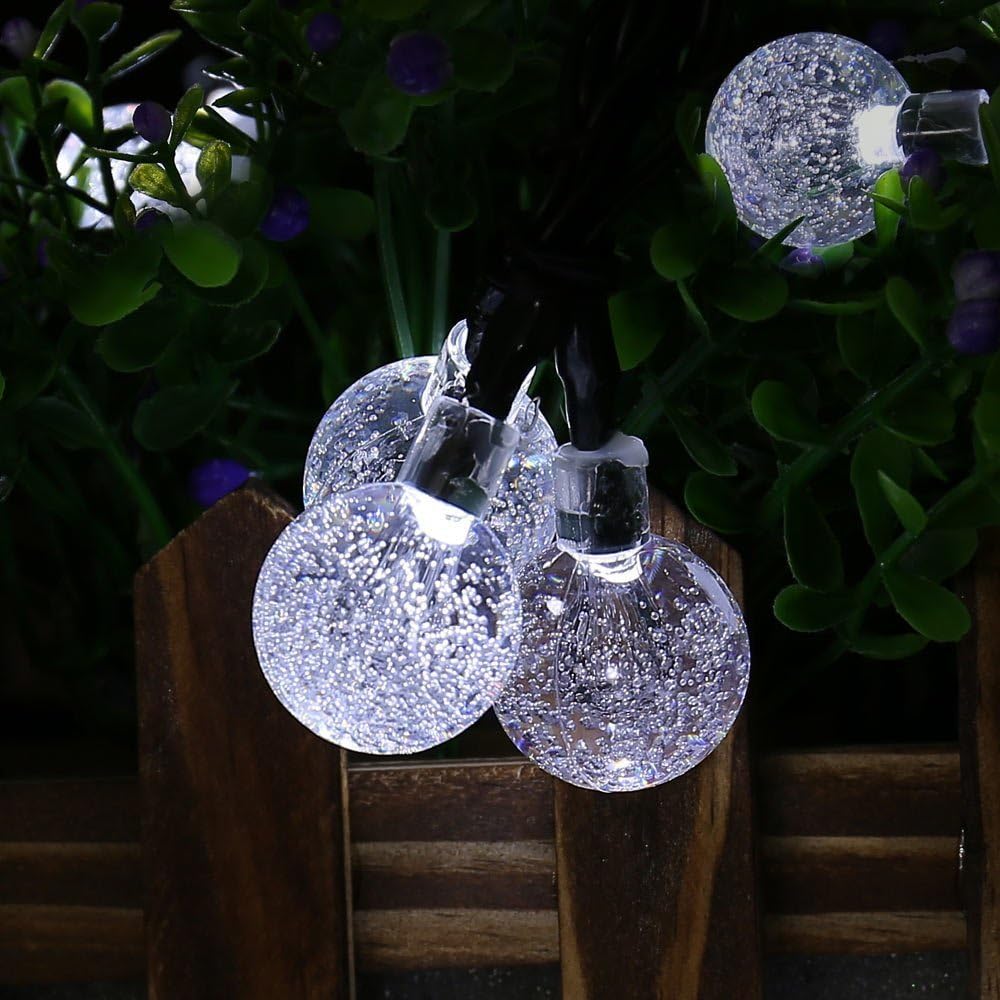 Redlution Solar Globe Fairy String Lights 6 Meter 30 LED Crystal Ball Waterproof Outdoor String Lights Solar Powered Globe Fairy String Lights for Outside Garden - Image 3