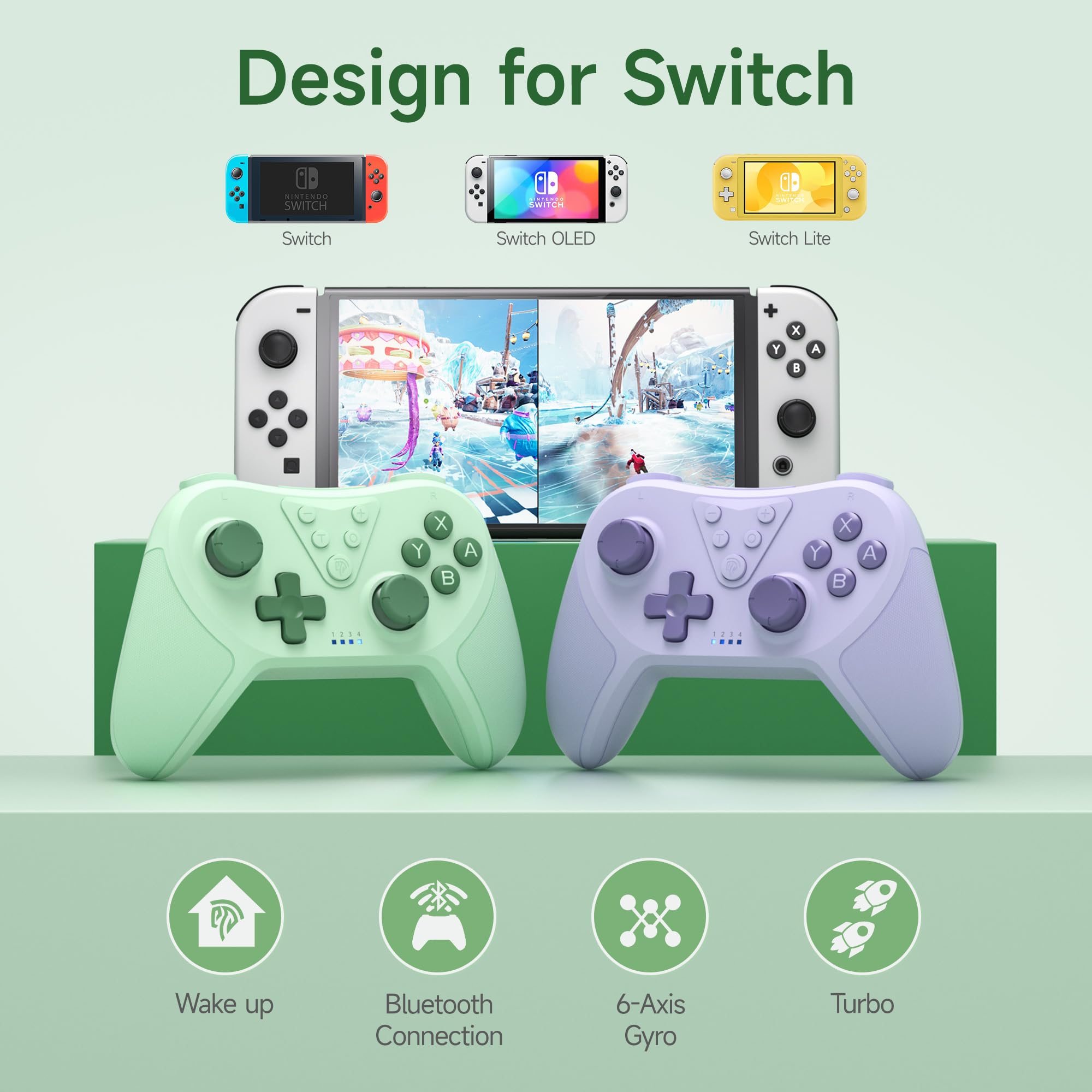 EasySMX Wireless Pro Controller for Switch/Switch Lite/Switch OLED, T37 Wireless Switch Controller with 6-Axis Gyro, Motion Support, Adjustable Dual Turbo, Enhanced Switch Remote Gamepad