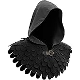 Cdecgo Medieval Cowl Scaly Hooded for Renaissance Hat Gothic Cape for Pagan Scale Neck Armor Cosplay Costume Accessories