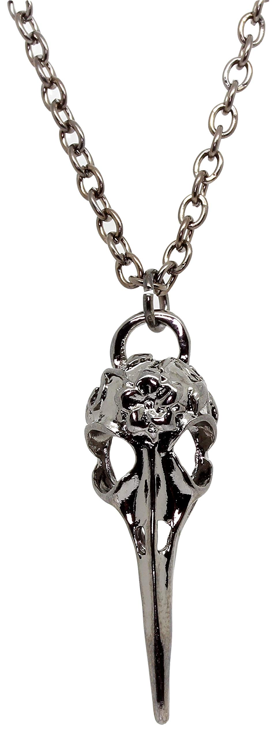 Bluebubble GOTHIC TALE Crow Head Necklace on Gift Card