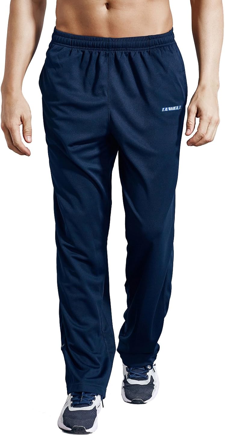 LUWELL PRO Men's Sweatpants with Pockets Open Bottom Athletic Pants for Jogging, Workout, Gym, Running, Training: Clothing