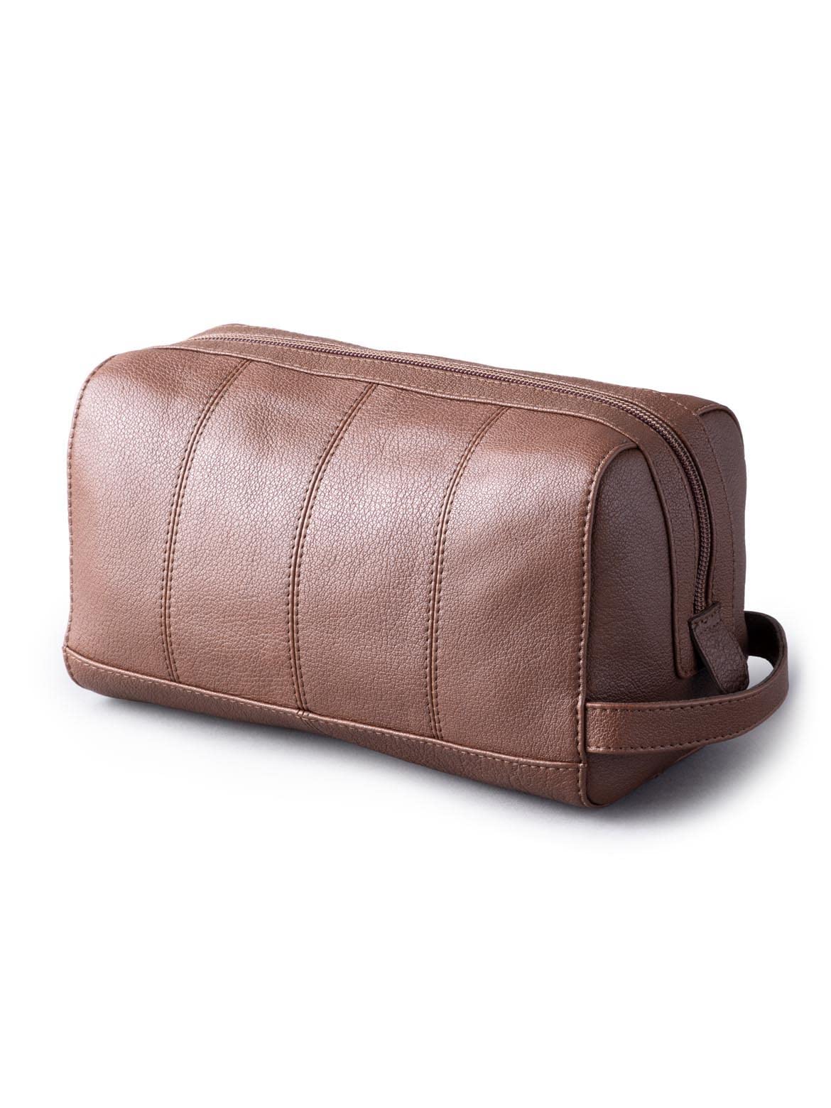 Men's Brown Discoverer Leather Toiletry Bag with Waterproof Lining