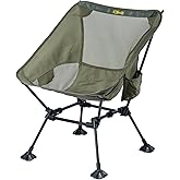 iClimb Ultralight Compact Camping Folding Beach Chair with Anti-Sinking Large Feet and Back Support Webbing (Green- Square Frame)