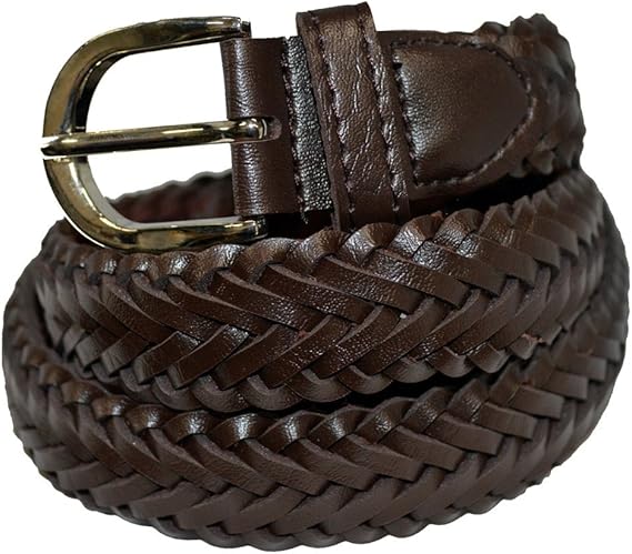 Braided Casual Brown Leather Belt at Amazon Men’s Clothing store