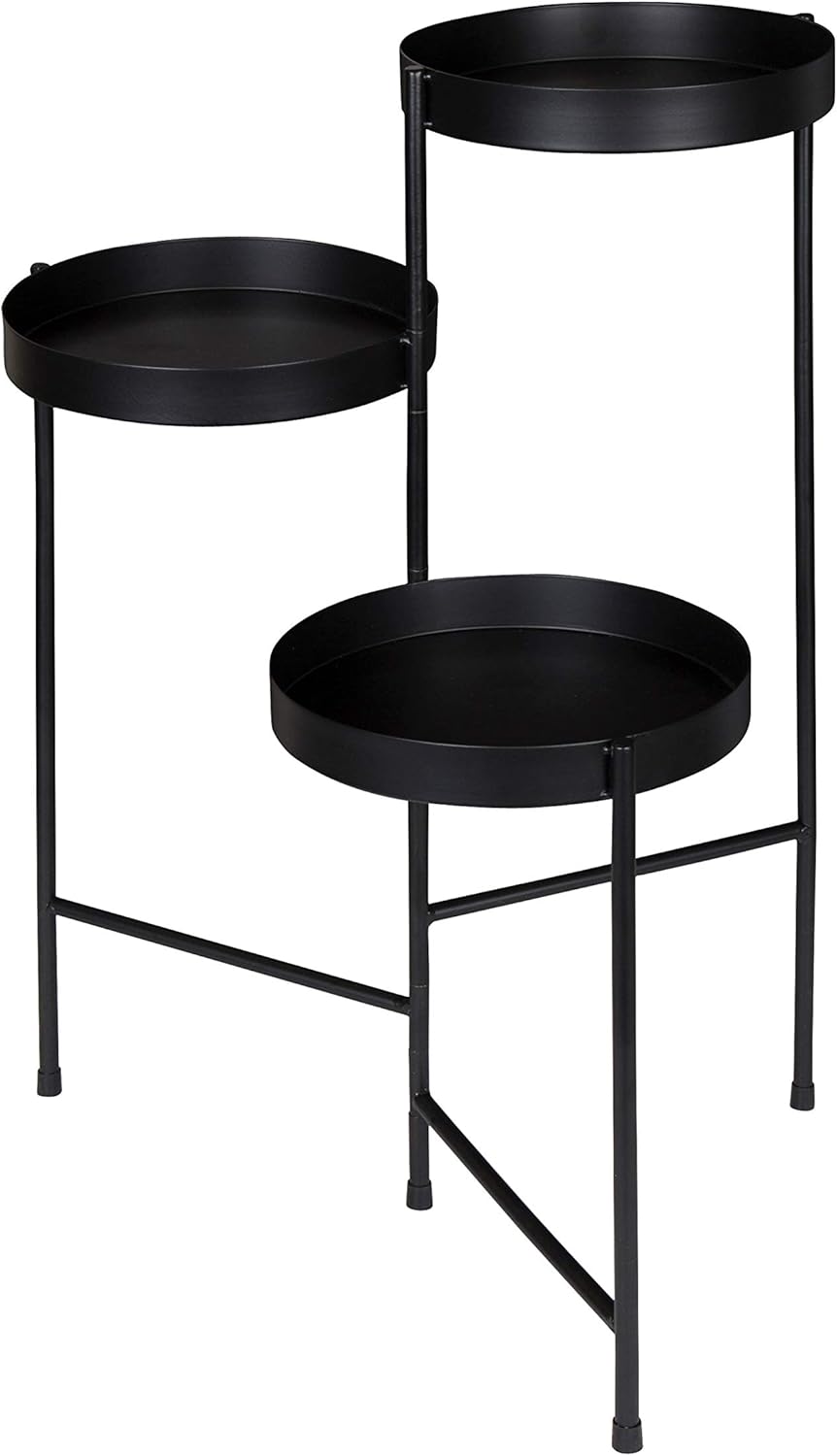 Kate and Laurel Finn Tri-Level Metal Plant Stand, Black