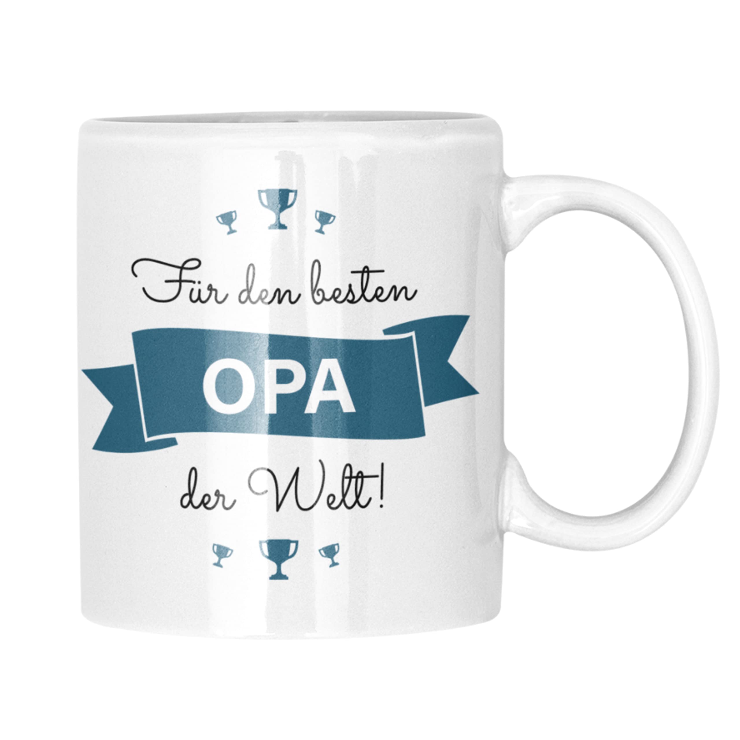 Geschenkeritter - Grandpa Mug with Saying - For the Best Grandpa in the World (Blue) - Gift Grandpa Grandson