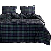 Wake In Cloud - Plaid Comforter Set, Scottish Tartan Check Geometric Modern Pattern Printed, Soft Lightweight Bedding, 3 Pieces, Dark Green, Twin/Twin XL Size
