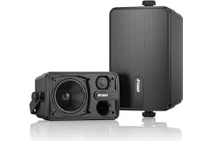 Inwa Outdoor Bluetooth Speakers, Active Passive Wall Mount Speaker, Waterproof Wireless Indoor/Outdoor Stereo Sound System w/Aux in, Suitable for Patio/Porch/Gazebo/Garage(MZ-650, Pair)