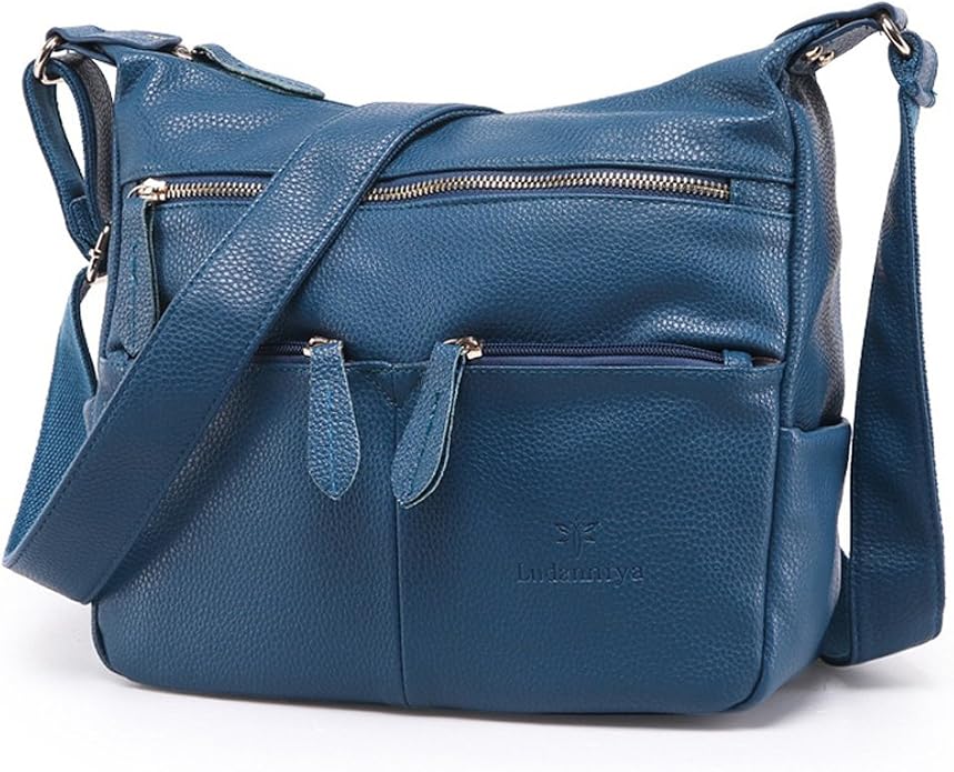 Sac Bandoulière En Cuir Souple Bleu Marine VERA PELLE - Neuf (cadeau Non Désiré)