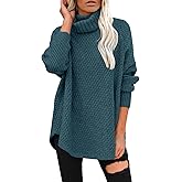 DOROSE Women's Oversized Turtleneck Long Sleeve Casual Pullover Knit Tunic Sweater