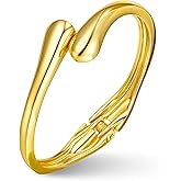 Irideket 14K Gold Plated Thick Cuff Bracelet for Women, Chunky Open Bangle with Hug Design, Golden Jewelry for Stacking or Layering, Fashion Jewelry Gift for Daughter Granddaughter Mom Sister Mothers Day Valentine Gift