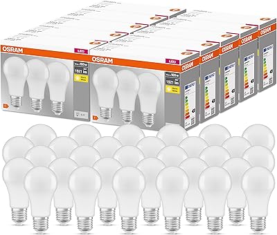 Osram LED Base Classic A, in Kolbenform mit E27-Sockel, Nicht Dimmbar, Ersetzt 100 Watt, Matt, Warmweiß - 2700 Kelvin, 10 x 3er-Pack