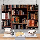 DASHAN 7x5ft Polyester Bookshelf Backdrop Back to