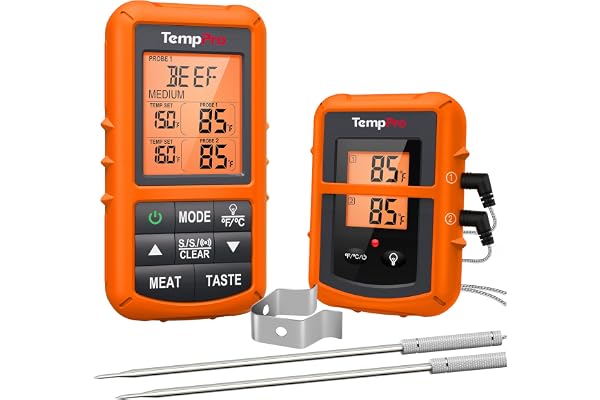 TempPro TP20 500FT Wireless Meat Thermometer with Dual Meat Probe, Digital Cooking Food Meat Thermometer Wireless for Smoker
