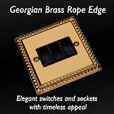 Varilight 3-Gang Rocker Switch 2-Way Georgian Brass Black Rockers XG3B view 3