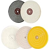 SCOTTCHEN 8 inch Buffing Polishing Wheel Soft(60 Ply) Fine（60 Ply） Medium（40 Ply） Coarse（3/5 in Thick） Rough（3/5 in Thick） Polish Pad for Bench Grinder with 5/8" Arbor Hole 5 Pcs