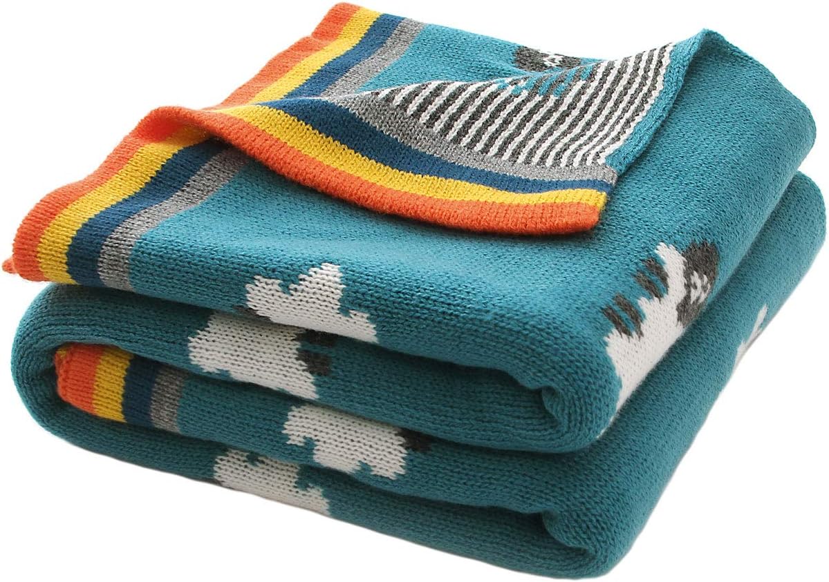 Couvertures Douces Couverture Pour Bebe Tricotee Par Mimixiong Motifs De Moutons Bleu Double Couche Bebe Puericulture Matelas Et Linge De Lit Safeguardsoftwash Com
