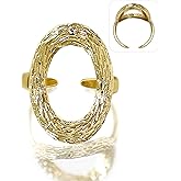 PeliZen Gold Irregular Rings for Women Oval Chunky Rings Classic Hollow Oval Adjustable Round Loop Open Ring 14K Gold Plated Band Statement Jewelry