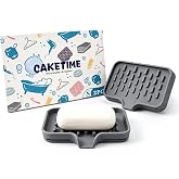 CAKETIME 2 Pack Silicone Soap Dish with Drainage Holes for Bathroom Shower Caddy Kitchen Counter Bar Sponge Holder Drying Rack Sink Organizer Essentials Apartment Home Household Must Haves 2026