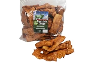 GreenCow Rawhide Chips Beef Flavor 3-Pound Bag - Premium Large Dog Rawhide Chews - Ideal for Agressive Chewers Dog Rawhide Treats - Durable Rawhide Bones for Large Dogs