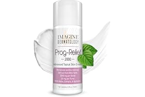 Imagine Dermatology Bio-Identical Prog-Relief Cream, 2000mg per Bottle, Micronized USP from Wild Yam 20mg per Pump, 100 Pumps, USA Mix & Fill, Paraben-Free, Soy Free