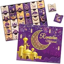 Calendario Dell’Avvento Ramadan HOWAF – Tessuto Con 30 Tasche, Scritta Ramadan Mubarak, Multicolore