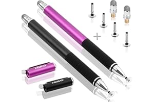 MEKO(TM) (2 Pcs)[2 in 1 Precision Series] Disc Stylus/Styli Bundle with 4 Replaceable Disc Tips, 2 Replaceable Fiber Tips for