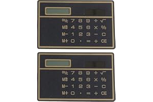Portable Solar Calculator, 2 Pcs 8 Digit Ultra Thin Credit Card Design Mini Calculator for Home Office School