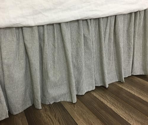 Amazon Com Subtle Black And White Striped Bed Skirt Natural Linen Flax Bed Skirt Classic Handmade