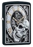 Zippo Skull Clock Design Black Matte Pocket Lighter