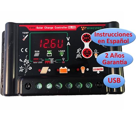 Programmierbarer Regler Solar wincong 30 A 12 V/24 V für Blei Akkus ((PB)/VRLA AGM/Gel/Li-Ion/LiFePO4 (LFP) – SL02 – 30 A