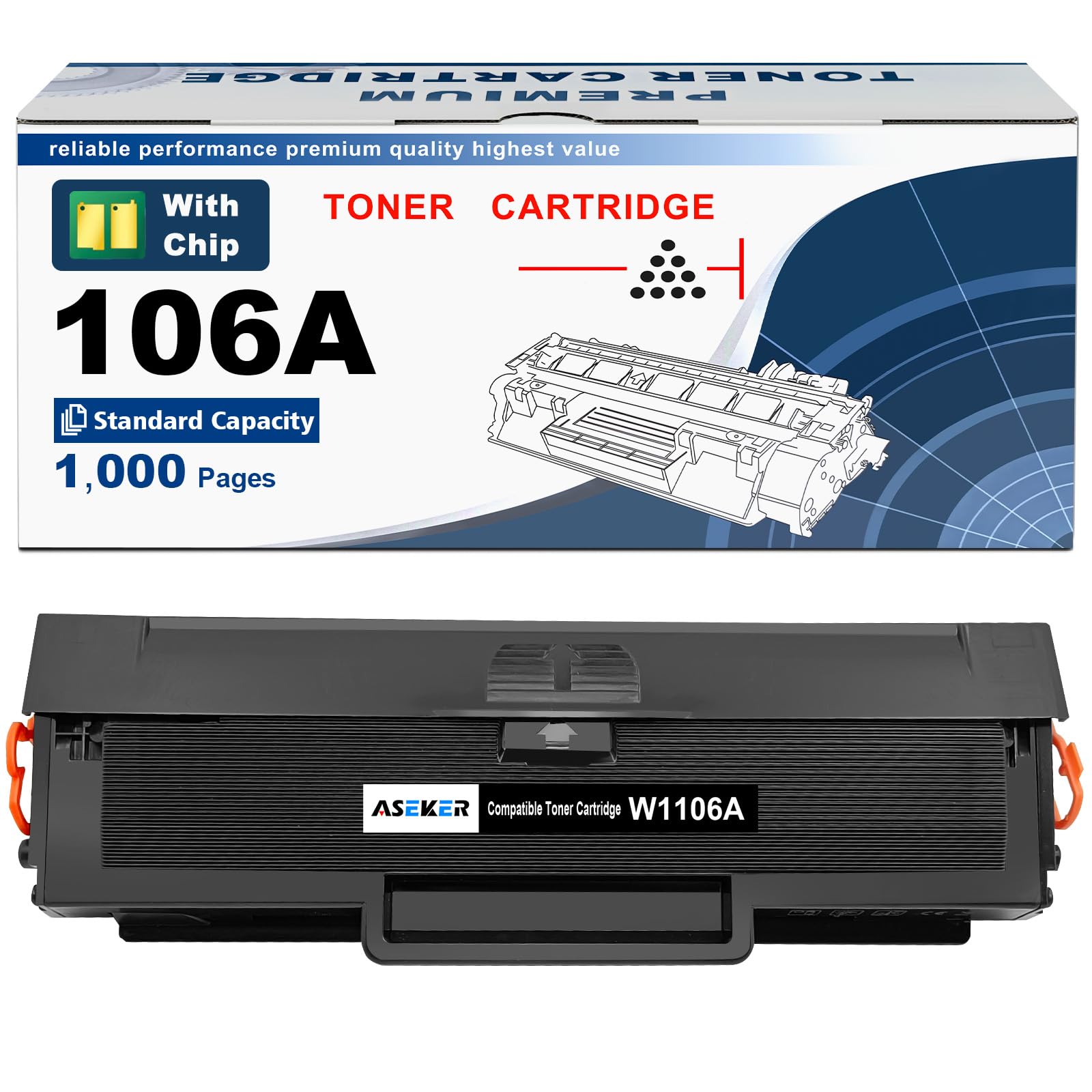 ASEKER Compatible 106A W1106A Toner Cartridge for HP Laser 107 107w 107a 107r MFP 135 135wg 135a 135r 135w 137 137fwg 137fnw Printers 1000 Pages ( Black, with Chip )